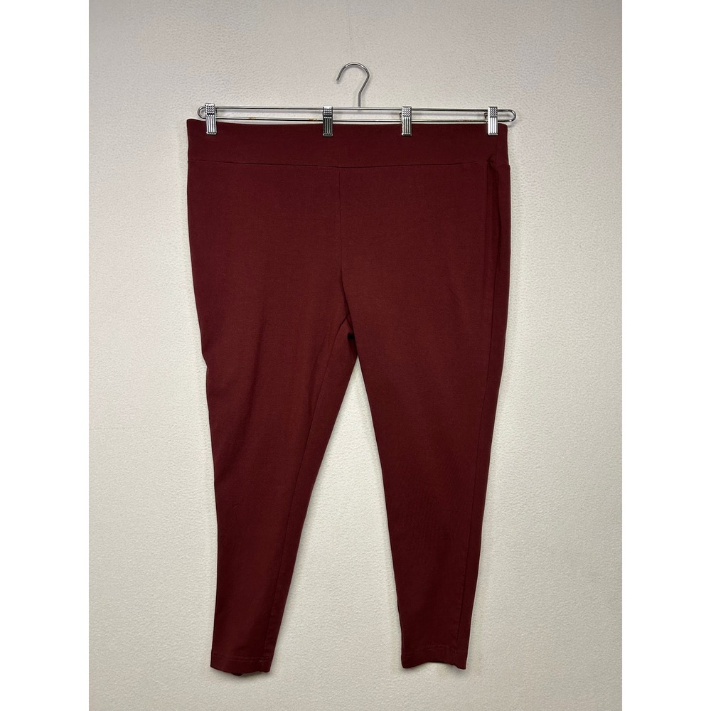 Casual Minimalist Terra & Sky Womens 3X Burgundy Cotton Blend Pull On Leggings